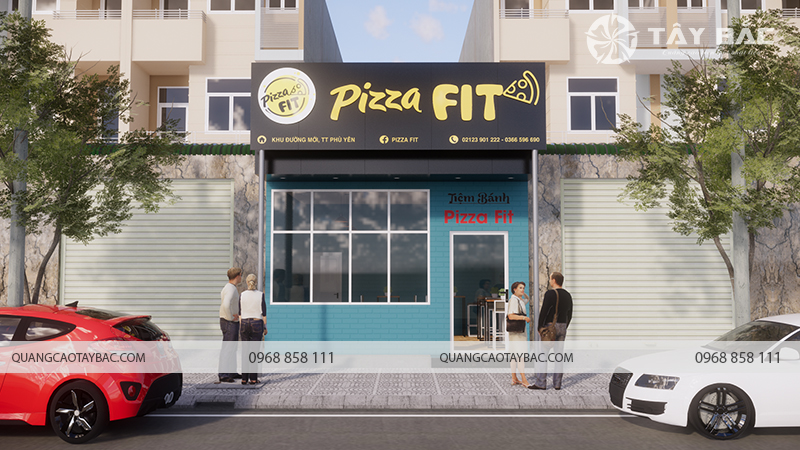 Biển quảng cáo hiệu bánh Pizza Fit