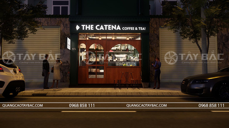 Phối cảnh buối tối thiết kế biển coffee Catena
