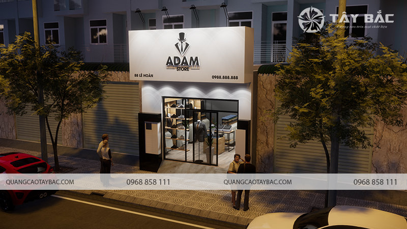 Biển quảng cáo shop thời trang adam store