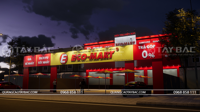 Phối cảnh buổi tối siêu thị điện máy Eco Mart