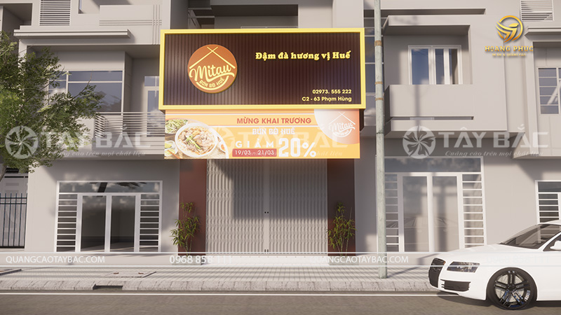Biển quảng cáo nhà hàng Mi Tau