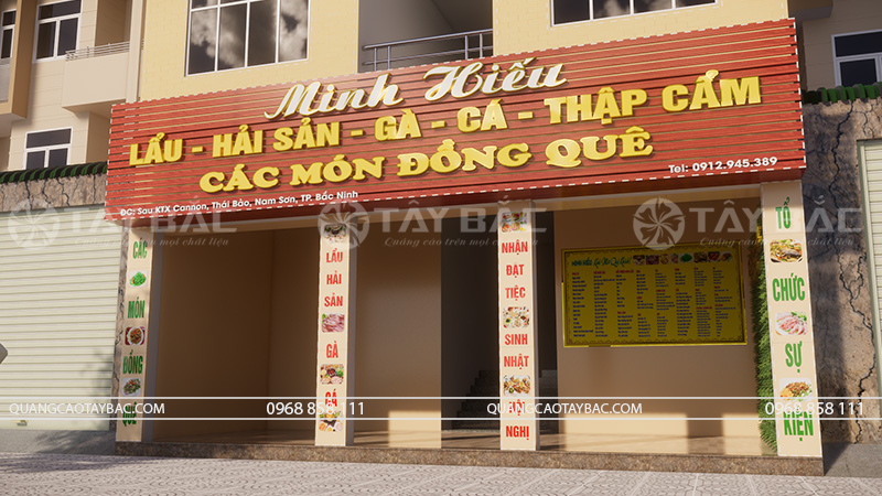 Biển quảng cáo nhà hàng lẩu hải sản Minh Hiếu