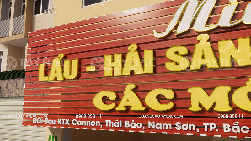 Biển hiệu nhà hàng Minh Hiếu-lẩu hải sản - Quảng Cáo Tây bắc