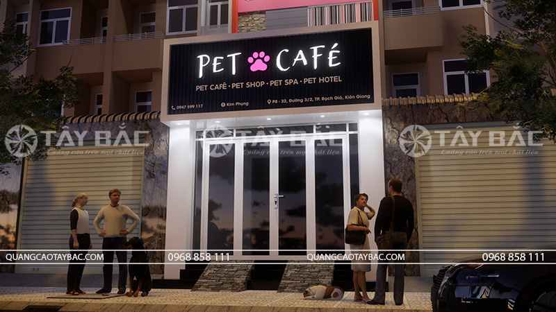 Phối cảnh buổi tối Pet Cafe