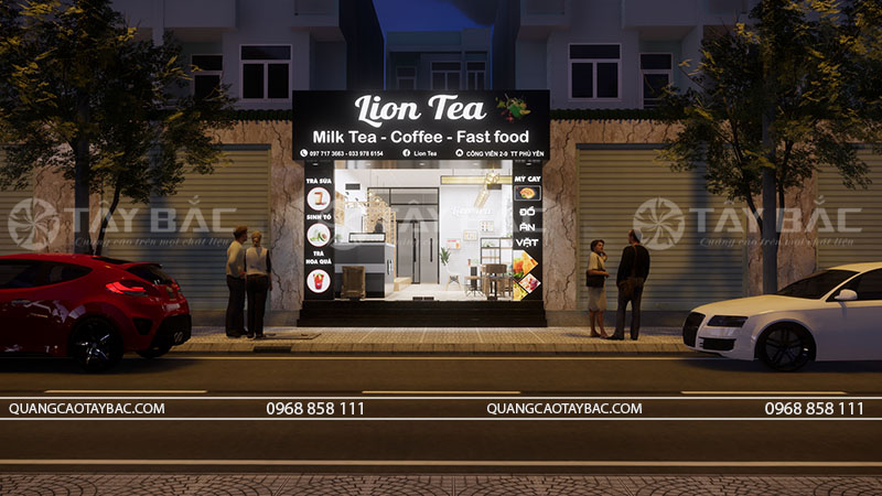 Phối cảnh mặt tiền quán Lion Tea