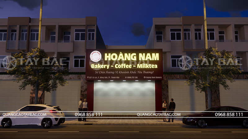 Phối cảnh biển mặt tiền tiệm bánh Hoàng Nam