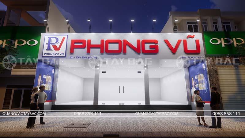 Biển quảng cáo cửa hàng máy tính Phong Vũ