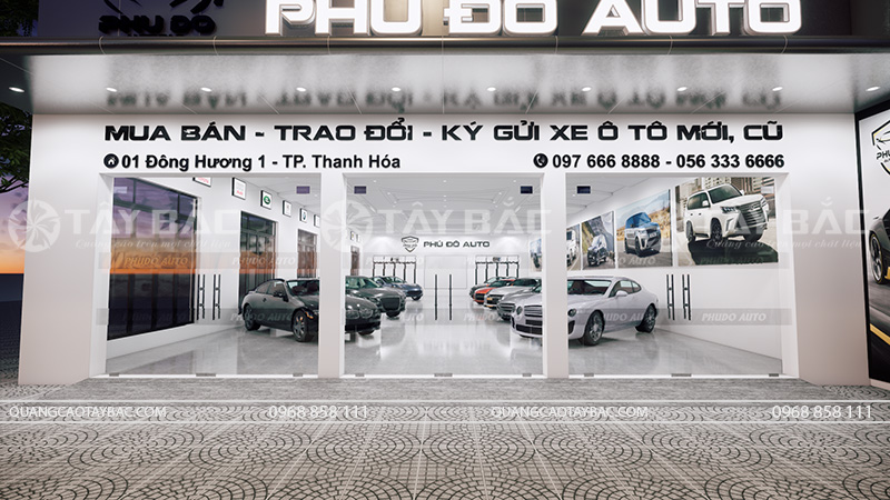 Mẫu bảng hiệu showroom ô tô Phú Đô