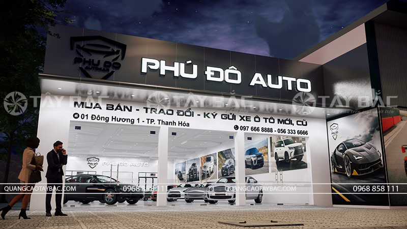Mẫu bảng hiệu showroom ô tô Phú Đô