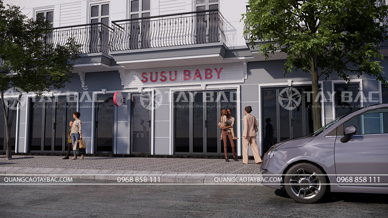 biển quảng cáo cửa hàng mẹ và bé Susu Baby