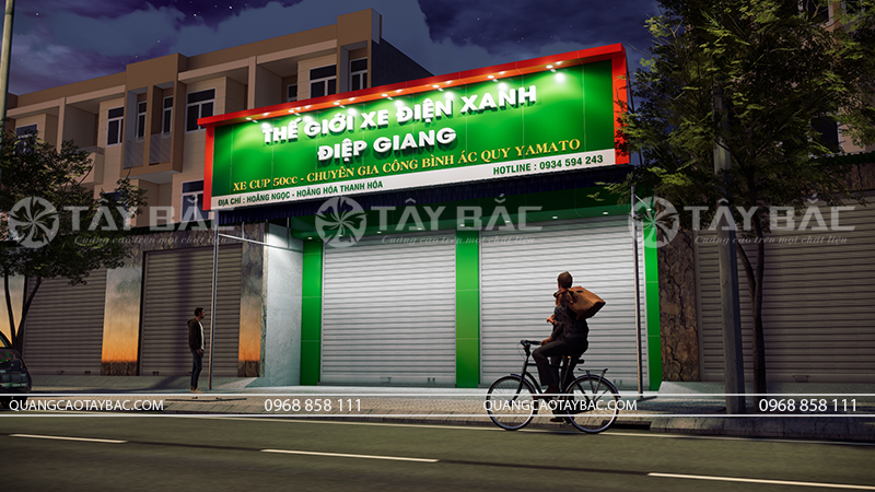 Biển quảng cáo cửa hàng xe đạp xe máy Điệp Giang