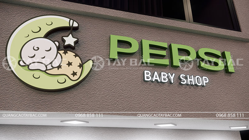 Biển quảng cáo cửa hàng mẹ và bé Pepsi