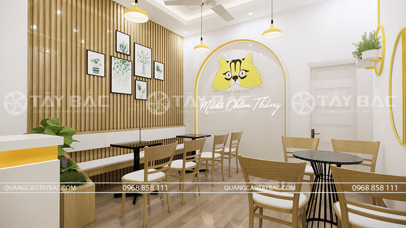 thiết kế nội thất quán trà sữa Miutea